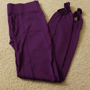 Purple stirrup leggings
